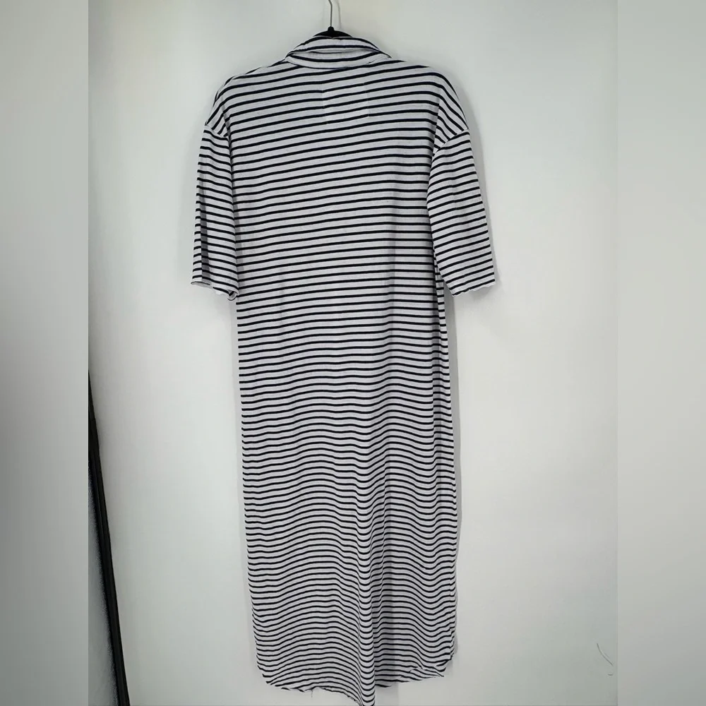 Frank &Eileen Emma Maxi Henley Dress  Navy French Stripe NWOT - Picture 3 of 7